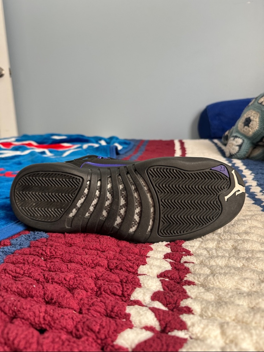 Men’s Air Jordan 12 Retro — Black and Purple Basketball Sneakers - Picture 4 of 6